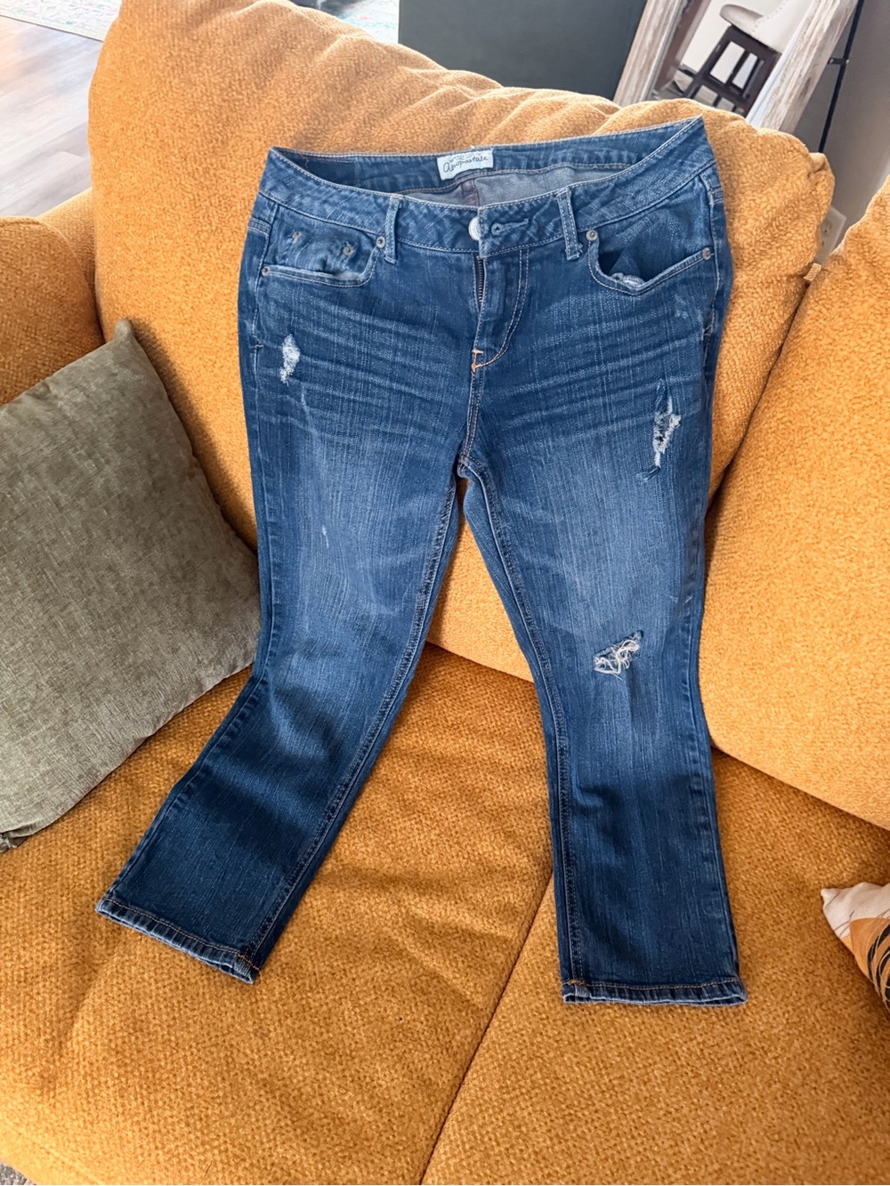 Aeropostale Dark Blue Distressed Women’s Boot Cut Jeans